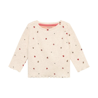 Baby shirt met lieveheersbeestjes – Sand Melange