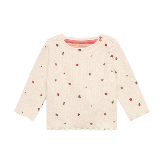 Baby shirt met lieveheersbeestjes – Sand Melange