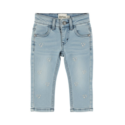 Tapered fit jeans met borduursel – Denim Light Blue