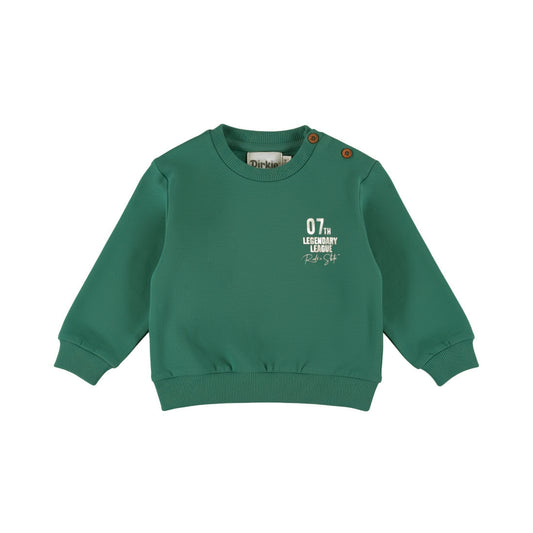 Loose fit baby sweater backprint – Groen