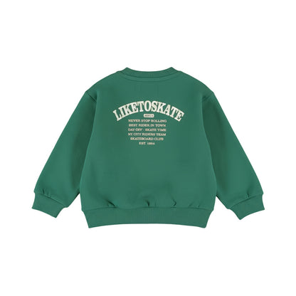 Loose fit baby sweater backprint – Groen
