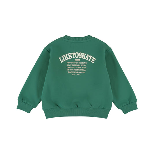 Loose fit baby sweater backprint – Groen