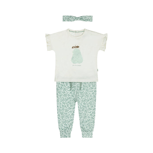 Kledingset met shirt, broek en haarband