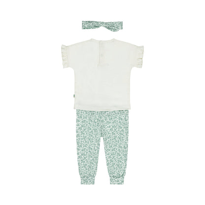 Kledingset met shirt, broek en haarband