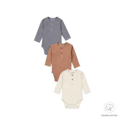 3-pack Rompers lange mouwen