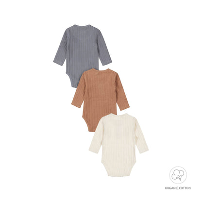 3-pack Rompers lange mouwen